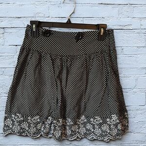 Joe Benbasset Black and white polka dot ruffled floral midi Skirt 28" M